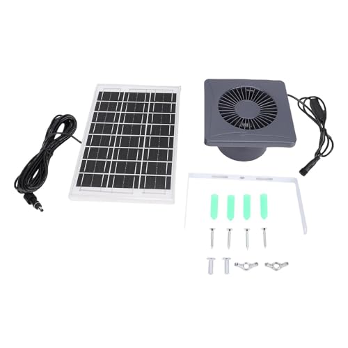 Haofy 4 Zoll Solarbetriebener Abluftventilator, 6 W, Monokristallines Panel, IP67, Regenfest, Solar-Entlüftungsventilator mit 2700 U/min-Motor, Automatische Temperaturregelung für von Haofy