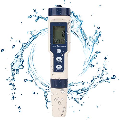 Haofy 5 in 1 Wassertester Multifunktionaler Wasserqualitätstester, Digitaler TDS/EC/Salzgehalt/PH/Temperaturmesser für Trinkwasser, Pool, Aquarium, Aquarium, Hydrokultur von Haofy