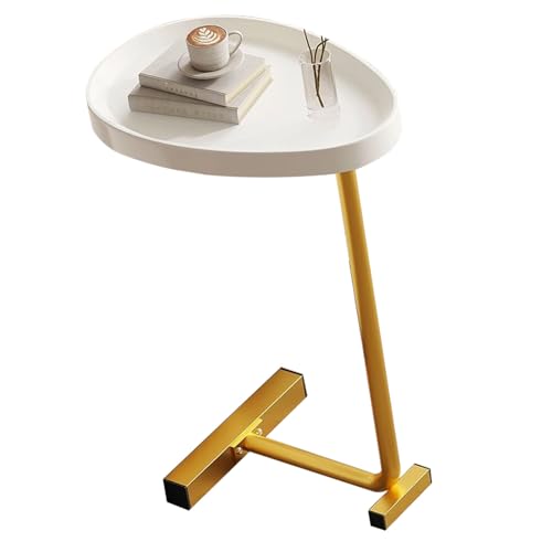Haofy C -oval Ego Form Kleiner Couchtisch für das Wohnzimmer, EIN Mini -Beistelltisch, der Sich Unter Dem Sofa oder Einem Bett Bewegt, EIN Fester Metallrahmen vor der Wohnung (Gold) von Haofy