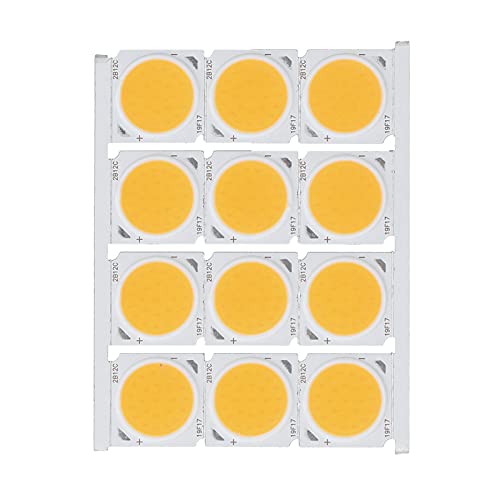 Haofy COB Integrierter LED-Lichtchip, 12Pcs COB-Lichtquelle Hochleistungs-runder LED-Chip 12W 36-41V 1080LM für DIY-Innenbeleuchtung (Weiß)(Warmes Licht) von Haofy