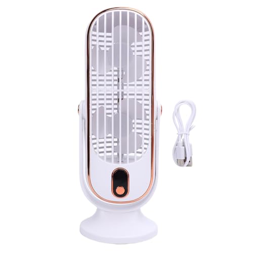Haofy Desk Tower Lüfter Dual -Lüfter 5 Geschwindigkeiten USB Wiederaufladbarer Tragbarer Lüfter mit LED -Display 1000mAh Batterie für Home Office Schlafzimmerwohnheim (WHITE) von Haofy