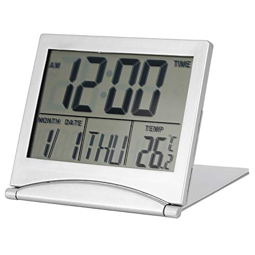 Haofy Digitaler Wecker, tragbarer Faltbarer Weckkalender Temperatur- und Timer-LCD-Uhr mit Schlummermodus mit weicher Blauer Hintergrundbeleuchtung, Schreibtischuhr für alle Altersgruppen von Haofy