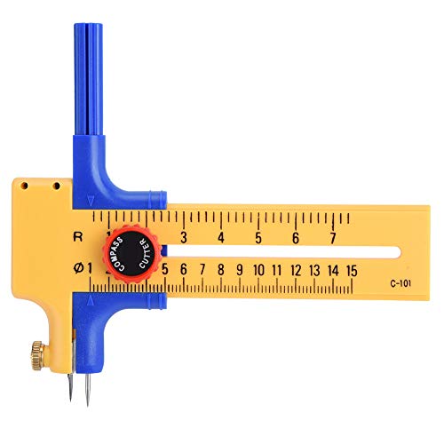 Haofy Einstellbarer Kompass-Kreisschneider-Werkzeug, 1-15 Cm Bereiche Plastikkreis Schneidmesser mit Sicherheitsschloss für Papierhandwerkszeichnung Design von Haofy