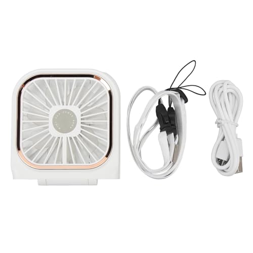 Haofy Hängender Halsventilator 5-in-1 mit Telefonhalter USB Wiederaufladbar 180 Grad Verstellbar Faltbarer Ventilator für Reisen, Outdoor-Aktivitäten, Bürogebrauch von Haofy