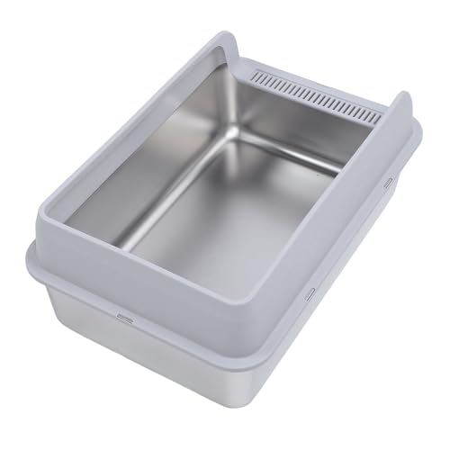 Haofy Hochseitiger Edelstahl -Kitty -Katzentoilette mit Filterschritt Zum Blockieren von Gerüchen und Privatsphäre für Katzen (Großgröße (24x18,5 cm / 9,4x7,3in)) von Haofy