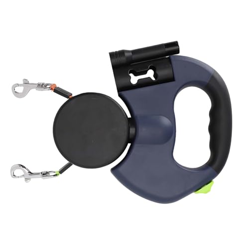 Haofy Hund Renner Leinen mit Zwei Köpfen Flexibles LED -Traktionseil für Nachtspaziergänge 25 Kg Ziehkraft für Katze, Hund usw. ABS + Nylonmaterial (dunkelgrau) von Haofy