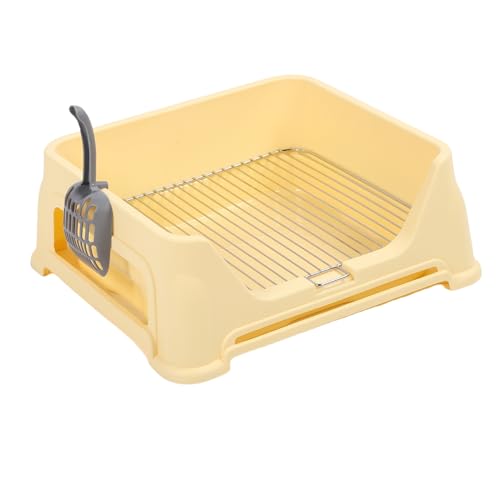 Haofy Hundedrüsenbox Hundetoty Tablett Hunde Training Toilette für Kleine Mittelgroße Hunde mit Edelstahlraster Leicht zu Reinigen Hangable 54,5 X 50 cm (Hellgelb) von Haofy