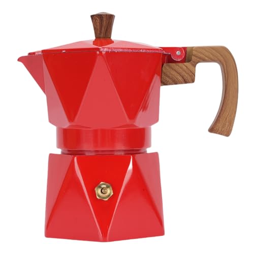 Haofy Italienische Kaffeemaschine 3D -Aluminium -Topf, 2 Tasse Doppelventil für Reichhaltige Kompatible Gas -Elektro -Campingöfen Kaffeeliebhaber 2 Tasse Doppelventil (Rot) von Haofy