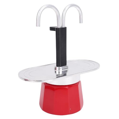 Haofy Italienische Topf 2 Tasse Herd Kaffeemaschine, Rote Aluminiumlegierung 100ml mit Doppelventil für Starke RVPackung des Küchenträgers Täglich Gebrauch von Haofy