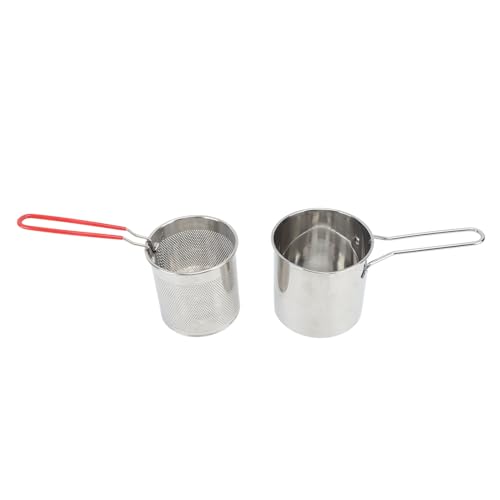 Haofy Kompaktes Edelstahl -Panciple -Panciple, das Ein Kleines Glas Pommes Filtert (4-teiliges Set: Brattopf + Siebkorb) von Haofy