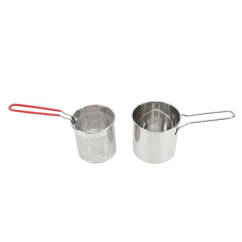 Haofy Kompaktes Edelstahl -Panciple -Panciple, das Ein Kleines Glas Pommes Filtert (4-teiliges Set: Brattopf + Siebkorb + Herdring) von Haofy