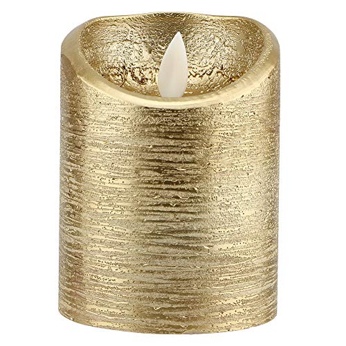 Haofy LED Kerzen, Flammenlose Kerzen, Batteriebetrieben Kerzenlicht Wachskerzen, Dekorativ Stumpenkerzen für Party, Weihnachten, Gold (S(7.5x10cm)) von Haofy