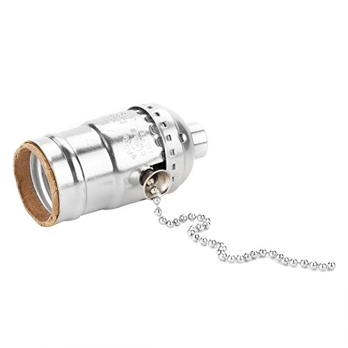 Haofy Lampenfassung, Vintage E27 Lampenfassung mit Zugkette, 1 Stück Aluminium Mittlerer Schraubsockel für Stehleuchte und Tischlampe DIY Beleuchtung(Silber) von Haofy