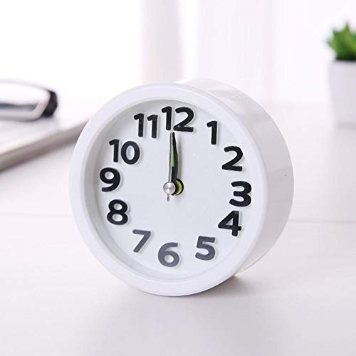 Haofy Mini Simple Alarm Clock Table Silent Desktop Clocks for Home Bedside Decor (Rundes Weiß) von Haofy