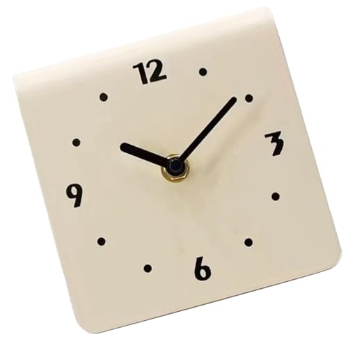 Haofy Moderne Metall-Schreibtischuhr, Geräuschloses Uhrwerk, Tischuhr, Ornament, Schlafzimmer, Wohnzimmer, Heimdekoration (Cremeweiß) von Haofy