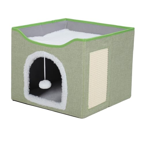 Haofy Multifunktionales Katzenbett Safe Zuverlässige Faltbare Katzenhaus für Innenräume, die für Tierhalter Geeignet Sind (hellgrün) von Haofy
