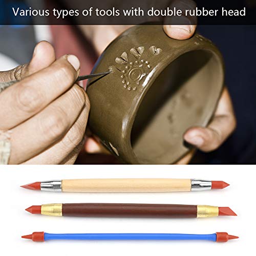 Haofy Pottery Clay Tool Set - Silikon -Tonstift Doppel Silikonkopf Ideal Zum Formen und Entfernen von Spuren 3pcs Set Geeignet für Ton, Kunstprojekte und Skulpturen von Haofy
