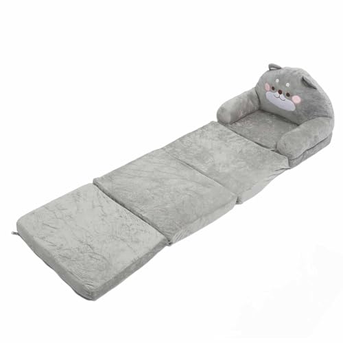Haofy Premium Material Kids Fold Couch Entspannte Kleinkindfaltungssofa Zum Lesen von Fernsehen, Langlebiger Kinderstuhl für Reisen Grau (Falten in Vierteln) von Haofy