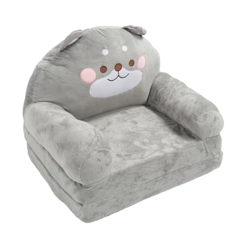 Haofy Premium Material Kids Fold Couch Entspannte Kleinkindfaltungssofa Zum Lesen von Fernsehen, Langlebiger Kinderstuhl für Reisen Grau (Falten in Zwei Hälften) von Haofy