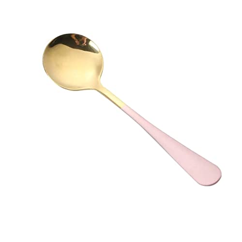Haofy Round Löffel Edelstahl, Suppenlöffel mit Langem Griff, Breite Anwendung, Robuster Edelstahl, Ergonomisch Bequemes Griff, Poliertes Finish, Einfaches und Elegantes Design, 17 Cm (Roségoldener von Haofy