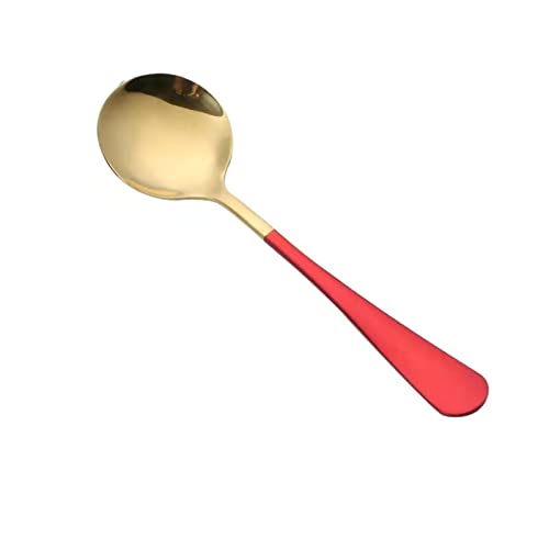 Haofy Round Löffel Edelstahl, Suppenlöffel mit Langem Griff, Breite Anwendung, Robuster Edelstahl, Ergonomisch Bequemes Griff, Poliertes Finish, Einfaches und Elegantes Design, 17 Cm (rotgoldener von Haofy