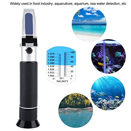 Haofy Salzgehaltstester Tragbares Genaues Salinometer für Meerwassertests, Langlebige Aluminiumkonstruktion für Aquakultur, Aquarium, Salzgehaltmesser mit Temperaturkompensation Haofy Salzgehaltstester Tragbares Genaues Salinometer für Meerwassertests, Langlebige Aluminiumkonstruktion für Aquakultur, Aquarium, Salzgehaltmesser mit Temperaturkompensation von Haofy