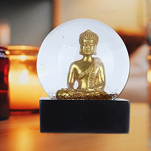 Schneekugel Buddha Ball Statue, Kristallkugel Desktop Ornament Dekorationen mit Sockel für Home Office Tabletop Decor(A) von Haofy