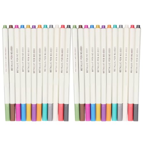 Haofy Scrapbooking Metallic Marker Stifte 24 Attraktive Farben für Tagebilien Karten Handgefertigte Handwerksprojekte von Haofy