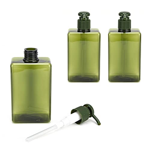 Seifenspender, 3 Stück 280ml Handpumpenspender, Leerer Lotion Shampoo Flüssigseifenbehälter, Auslaufsichere Pressflasche Schwarzgrün von Haofy