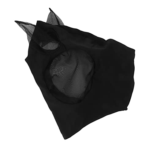 Haofy Vollgesichts-Netzmaske, Pferdenetz-Fliegenmaske, Pferdegesichtsmaske mit Ohrenschutz, Reitausrüstung (Schwarz) von Haofy