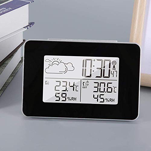 Haofy Wetterstation, drahtlose LCD-Vorhersage Wetterstation Digitaler Wecker Innen-Außen-Thermometer Hygrometer mit LCD-Display mit Hintergrundbeleuchtung und externem Sensor von Haofy