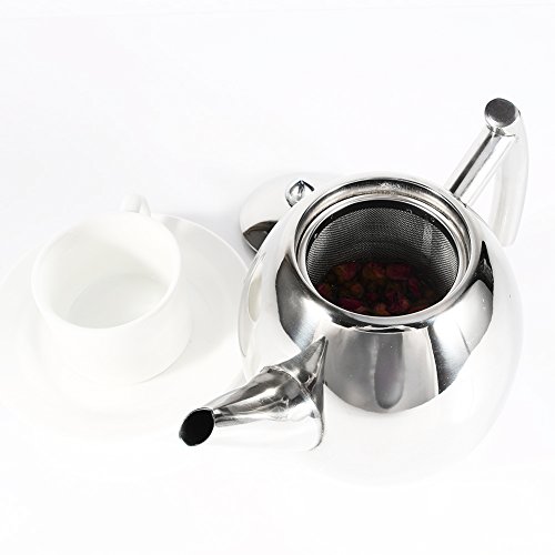 Kaffeekanne aus Edelstahl mit hoher Kapazität, Teekanne mit Teefilter(1L / 1000ml) von Haofy