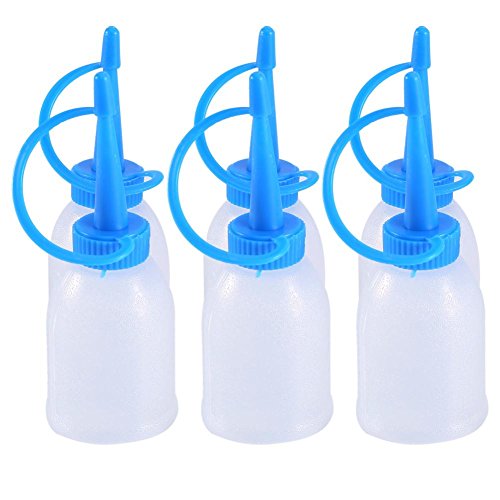 Kleber Flasche, 6 Teile/beutel 30 ML 1 Unze Industriekleber Gel Öl Kunststoff Squeeze Leere Flasche Jet Dispenser mit Blauen Spitzenkappen für Handwerk, Kunst, Kleber, Mehrzweck von Haofy