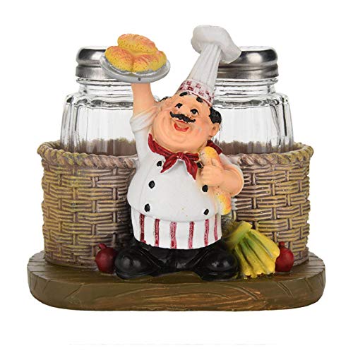 Salz- und Pfefferstreuer-Sets, niedliche Küchenchef-Flaschenhalter-Ornamente, Küchenchef-Gewürzflaschenhalter Dekorative Statue Spice Organizer, Wohnkultur Küchenharz Kunsthandwerk für Familie(#2) von Haofy