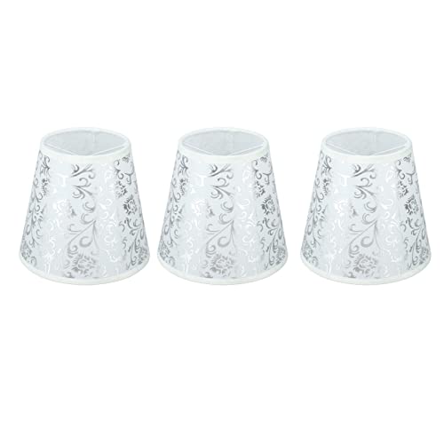 Stoff Lampenschirme, Clip-on Installation Tragbare Weiche Licht Exquisite 3 Stücke Stoff Lampenschirm Schnelle Wärmeableitung Modern für Tischlampe (Silber) von Haofy