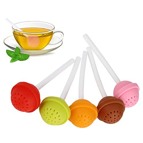 Teekanne, Silikon-Teekugelsieb, 5 Stück Lollipop-förmiger Teefilter zum Aufbrühen von Loseblatt-Tee, Kräutertee oder Gewürzen von Haofy