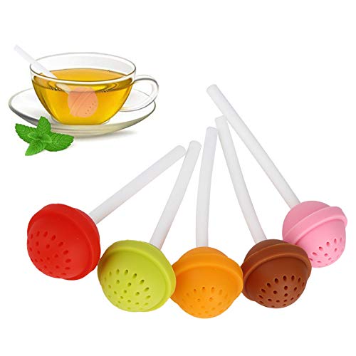 Haofy Teekanne, Silikon-Teekugelsieb, 5 Stück Lollipop-förmiger Teefilter zum Aufbrühen von Loseblatt-Tee, Kräutertee oder Gewürzen Haofy Teekanne, Silikon-Teekugelsieb, 5 Stück Lollipop-förmiger Teefilter zum Aufbrühen von Loseblatt-Tee, Kräutertee oder Gewürzen von Haofy