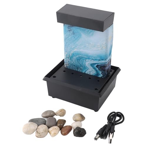 Tischbrunnen Zimmer-Wasserfallbrunnen Felswasserfall Zimmerbrunnen LED-Leuchten Wasserspiel Wasserfall USB-Innenwasserbrunnen mit Steinen für die Moderne Innendekoration zu von Haofy