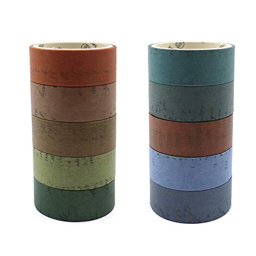 10 Rollen Retro Washi Tape Set, Dekorative Vintage Beschreibbares Craft Tape, Dekorative Masking Tapes für Wände Handwerk Scrapbooking Bücher Geschenkverpackung von Haohai