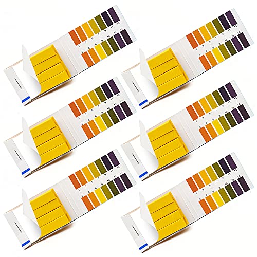 6 Packungen 1-14 PH Teststreifen, PH Lackmuspapier Teststreifen, PH Lackmus Tester Papier für Wasser von Haohai