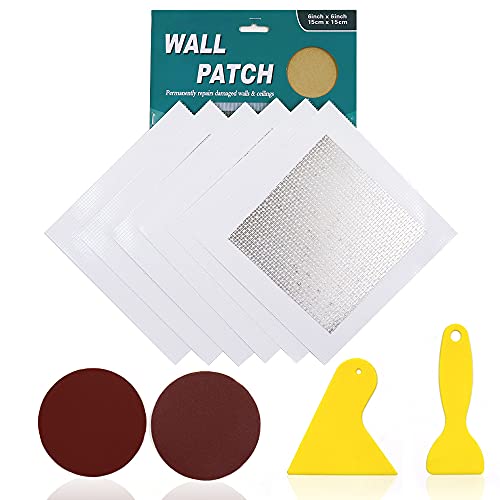 6 Stück Wand Reparatur Patch (15 x 15 cm) Selbstklebend, Selbstklebendes Reparaturband, Glasfasergewebe Wandreparatur Patch zum Abdecken von Bohrlöchern und Rissen im Putzen (6 pcs) von Haohai