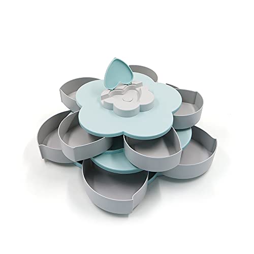 Doppelter Deck Getrocknete Obstplatten-Speicherorganisator, rotierendes Obsttablett Multifunktionale Snackbox Blume mit Handyhalterung von Haohai