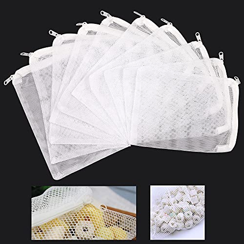 20 Stück Aquarium Filterbeutel,Nylon Mesh Filter Medien Tasche für Aquarium mit Reißverschluss,Weiß von Haohai