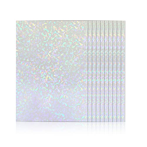 15 Holografische Vinyl-Aufkleberbögen, selbstklebend, holografische Bastelfolie, holografische Laser-Vinylfolie für Silhouette Handwerk (15 weiß) von Haohai