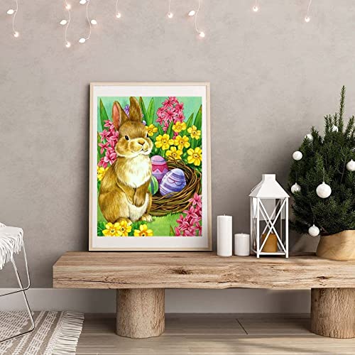 5D Diamond Painting Ostern Bilder Hase Blumen Ostereier Kits,Diy Diamant Mosaik Kunst Malerei Groß,Frühling Ostern Deko Wohnzimmer Schlafzimmer Wand,Ostern Geschenke für Erwachsene Kinder (A2-30*40cm) von Haohon