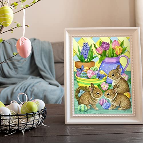 5D Diamond Painting Ostern Bilder Hase Blumen Ostereier Kits,Diy Diamant Mosaik Kunst Malerei Groß,Frühling Ostern Deko Wohnzimmer Schlafzimmer Wand,Ostern Geschenke für Erwachsene Kinder (A6-30*40cm) von Haohon