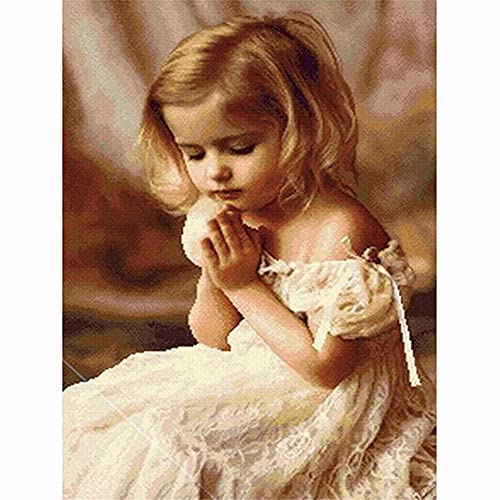 5D DIY Diamant Malerei Kits Betendes Mädchen Full Strass Crystal Erwachsen Kreuzstich Stickerei Diamond Painting Wohnzimmer Schlafzimmer Home Wall Dekoration Handwerk Round Drill 40x50cm AAB12968 von Haojeer