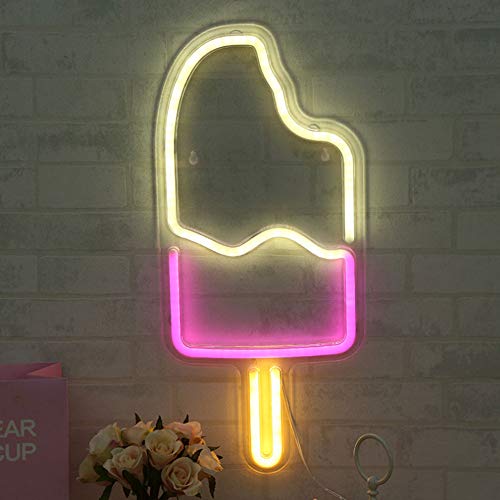 Haokaini EIS Am Stiel Neonlicht LED Neon EIS Lichter Wandkunst Dekorative Lichter Leuchtreklamen USB Nachtlicht für zu Hause Geburtstagsfeier Urlaub Schlafzimmer Bar Café Wohnheim von Haokaini