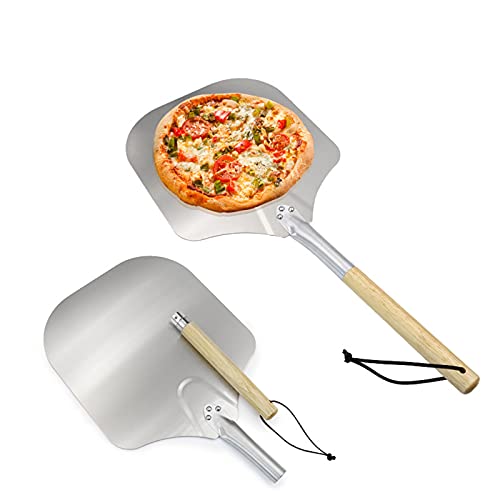 Pizzaschaufel, Aluminium Metall Pizzaschaufel Pizzaschaufel mit faltbarem Holzgriff zum Backen hausgemachter Transfer Pizza Brot Pie von Haokaini