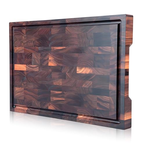 Haokelai Schneidebrett Holz Gross mit Auffangschale, Schneidebrett Akazienholz 34 x 24 x 2.5cm, Holzschneidebrett, Küchenbrett Holz von Haokelai